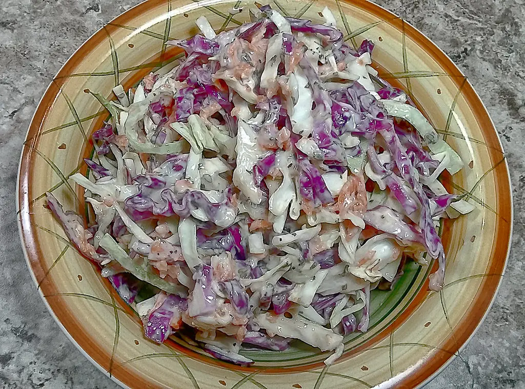 low sodium coleslaw with creamy yogurt dressing