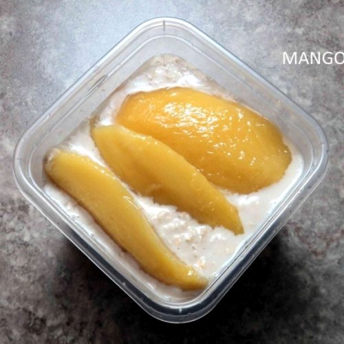 Low sodium overnight oats with mangos