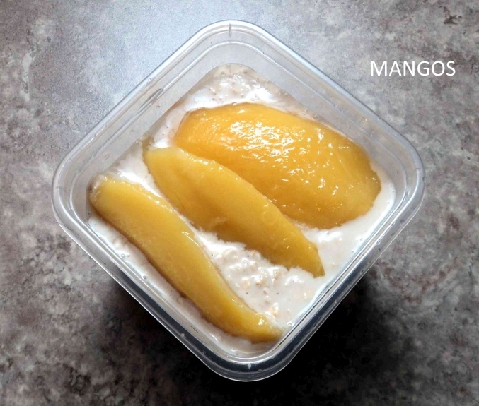 Low sodium overnight oats with mangos