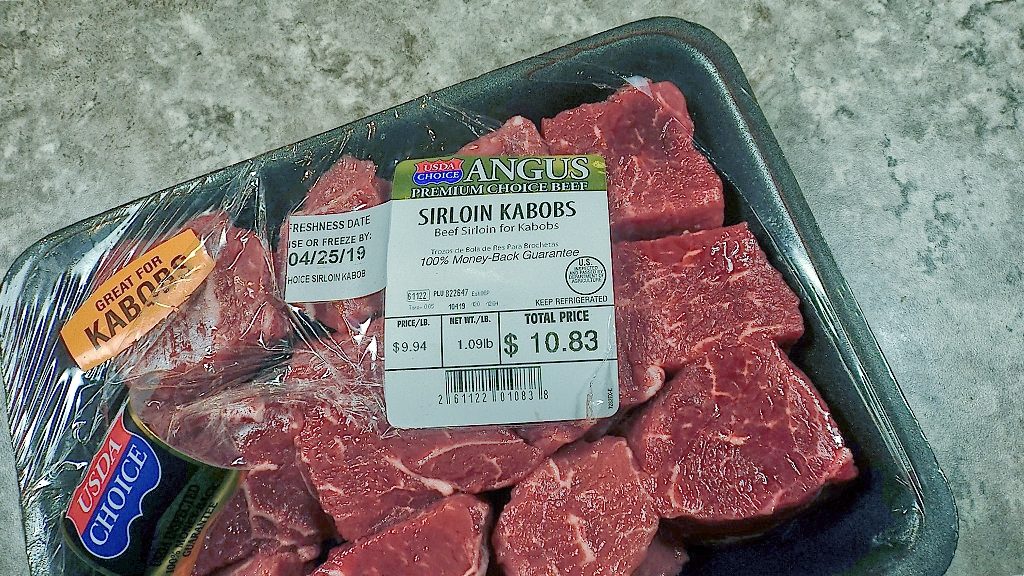 large cubed sirloin steak