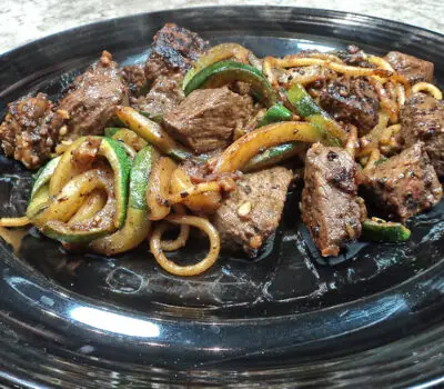 Low Sodium Garlic Steak Zucchini Noodles