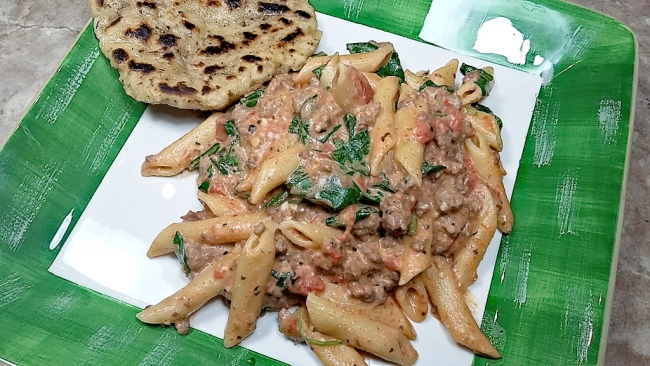 beef and penne cooked with instant pot