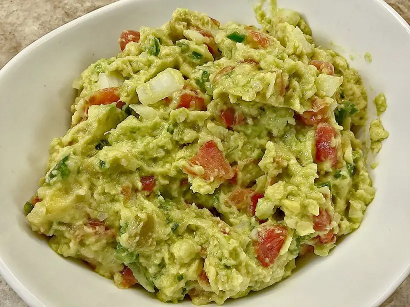 closeup of my low sodium guacamole