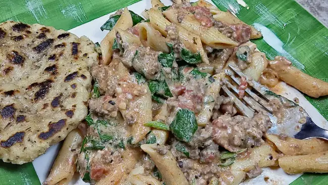 easy low sodium beef penne garlic flatbread