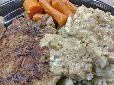 Low Sodium Pork Chops Carrots Smashed Potatoes N’ Gravy Instant Pot