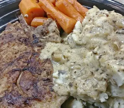 Low Sodium Pork Chops Carrots Smashed Potatoes N’ Gravy Instant Pot