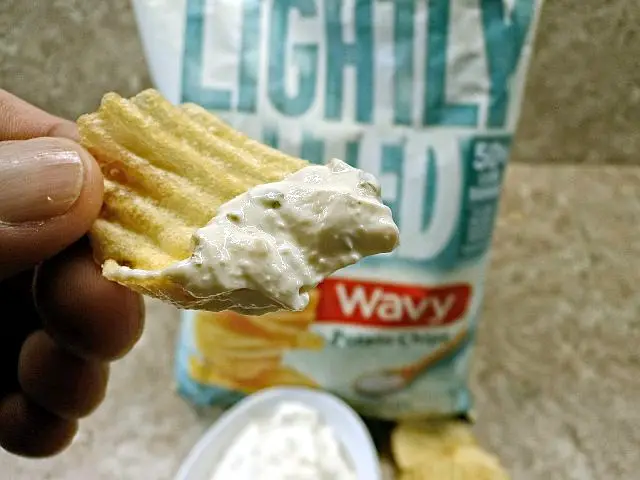 Low sodium french onion dip on a chip
