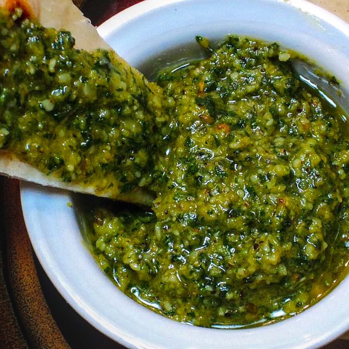 Low sodium Pesto with pita bread