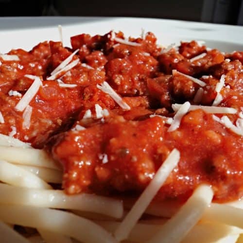 Close up of spaghetti sauce