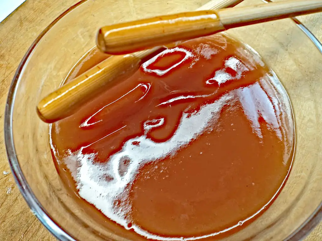 Low sodium sweet and sour sauce with chopsticks