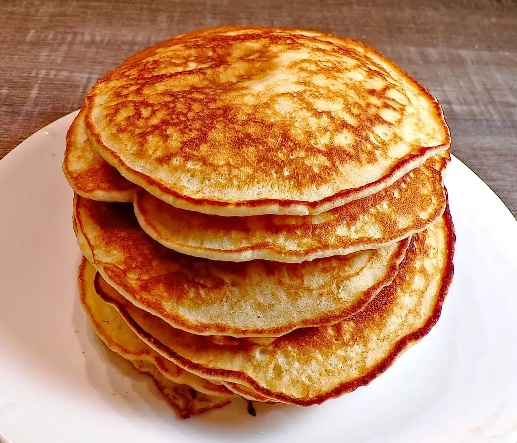 Stack of low sodium buttermilk pancakes