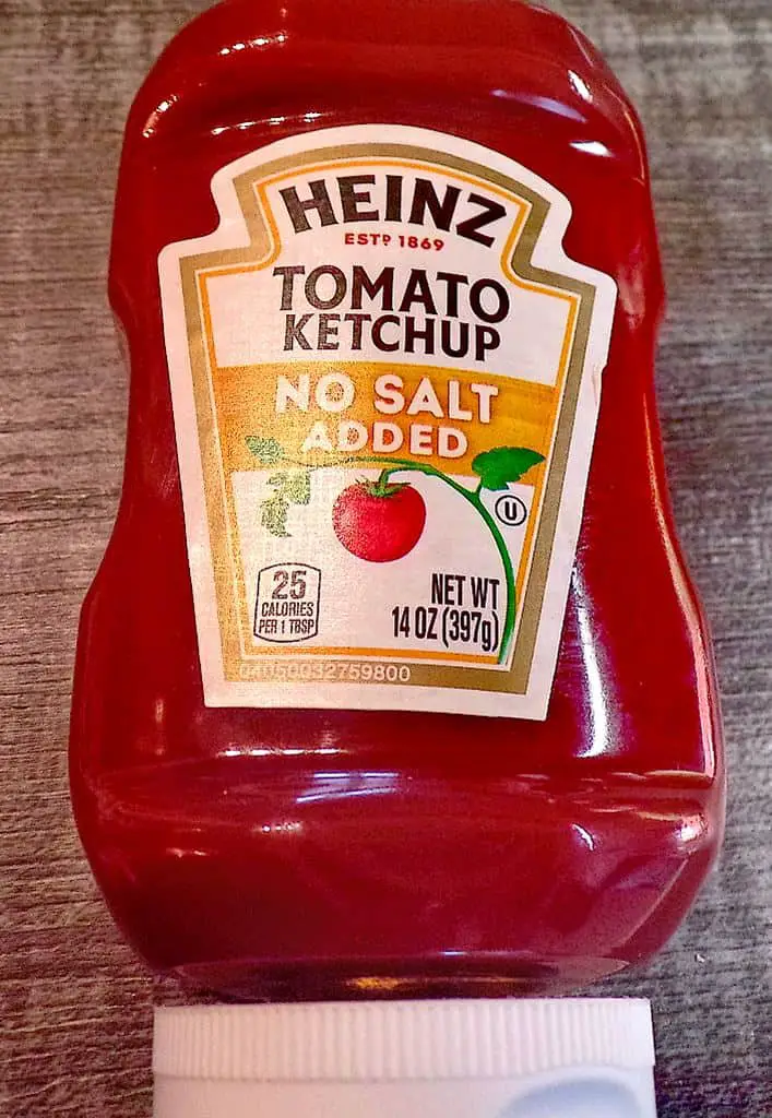 Bottle of no salt added ketchup