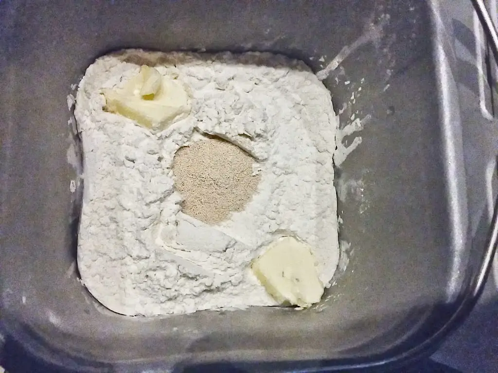 Butter and yeast placement in pan