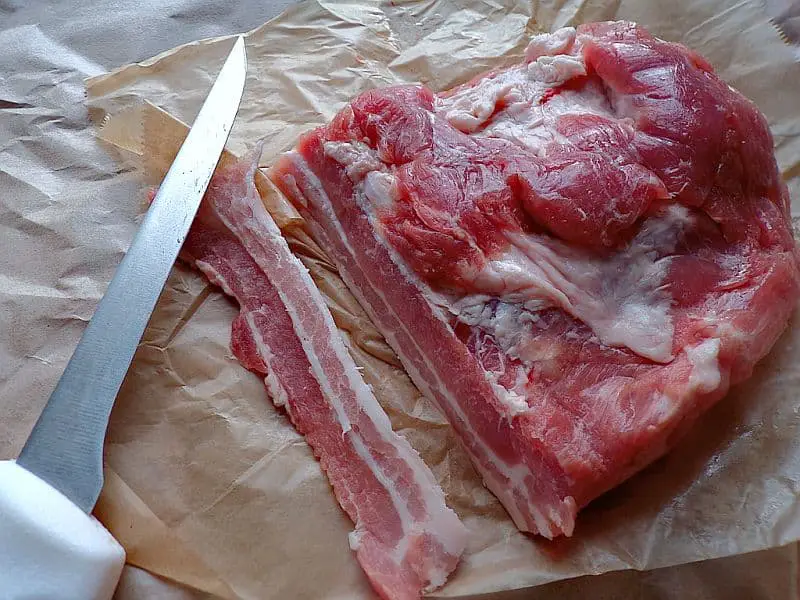 Pork belly slab and slice