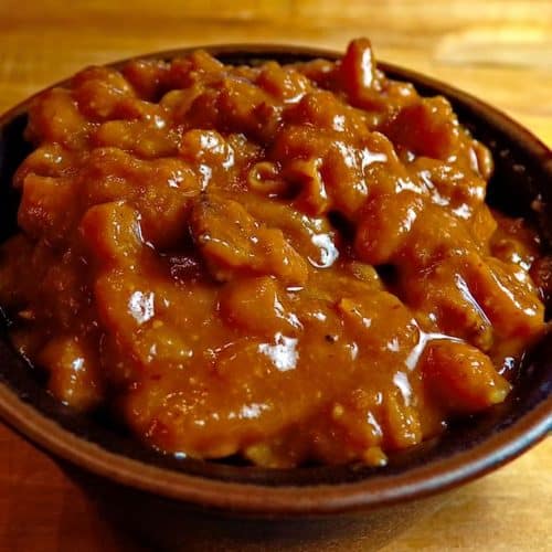 Thick and sticky low-sodium baked beans