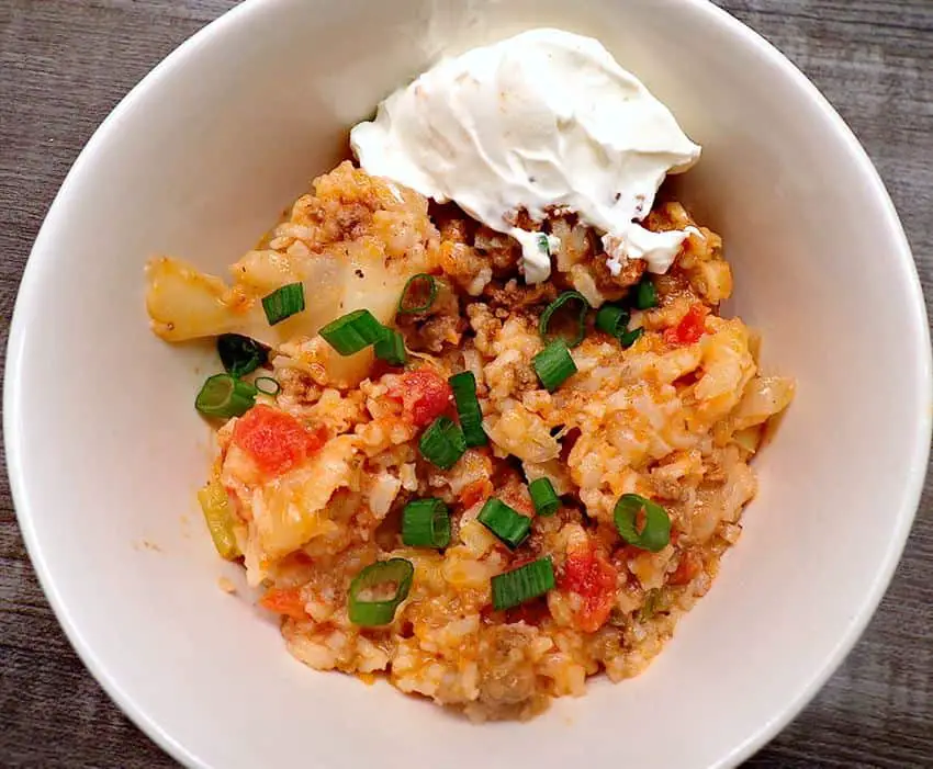 Low sodium cabbage goulash with sour cream