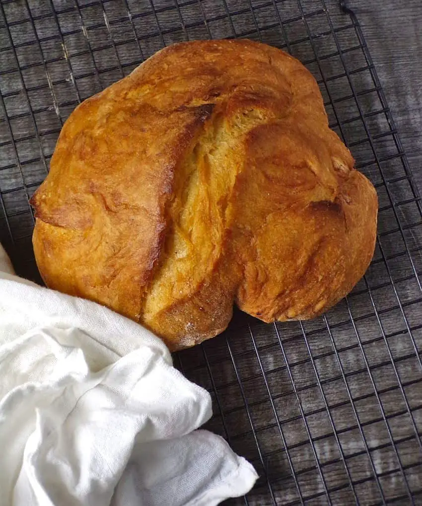 Artisan bread on cooling rack