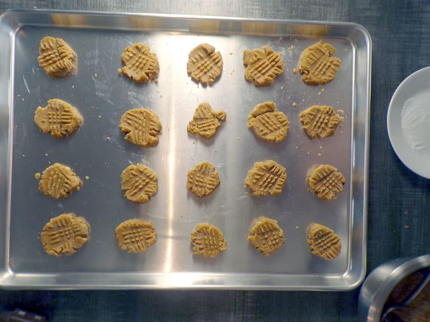 Prepared cookies on cookie sheet