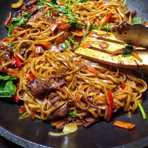 Rice noodles really soak up the sauce