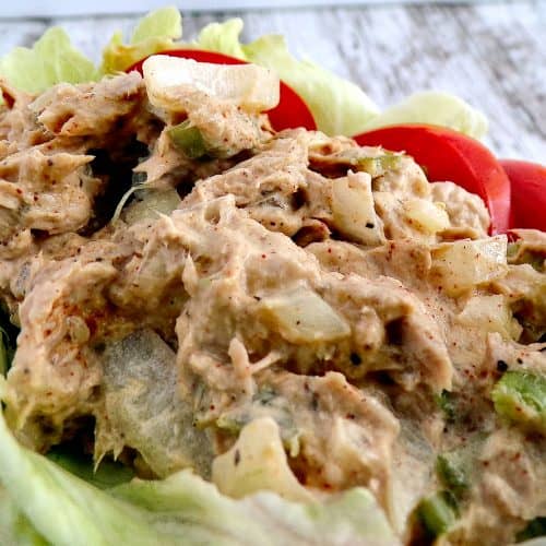 Low sodium tuna fish salad on lettuce