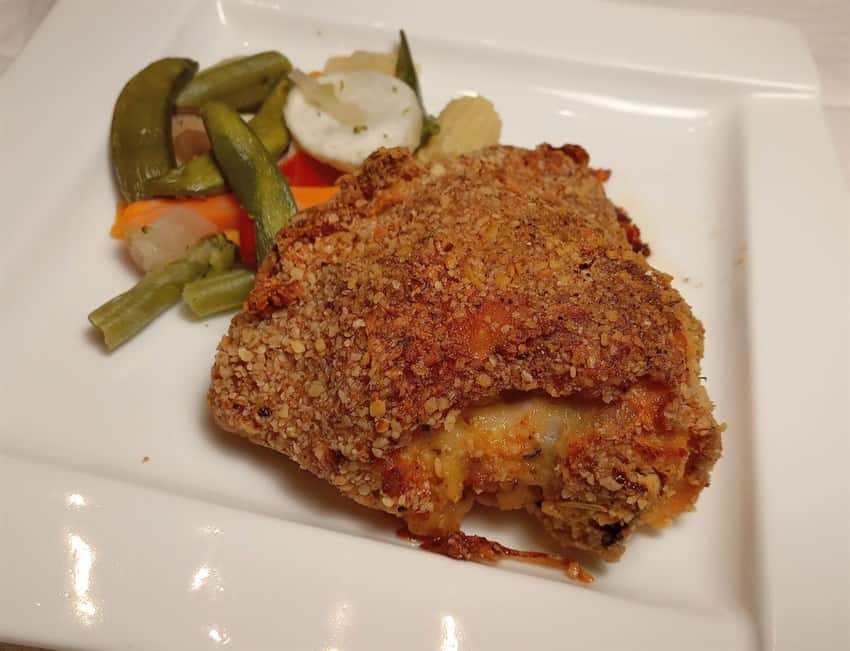 Crispy low sodium breaded chicken thigh