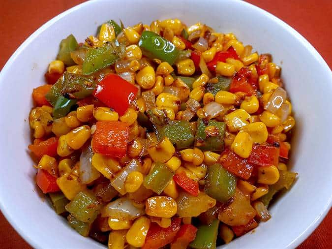 Lightly charred corn and peppers