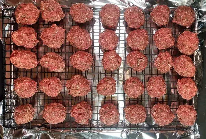 Italian meatballs ready for oven