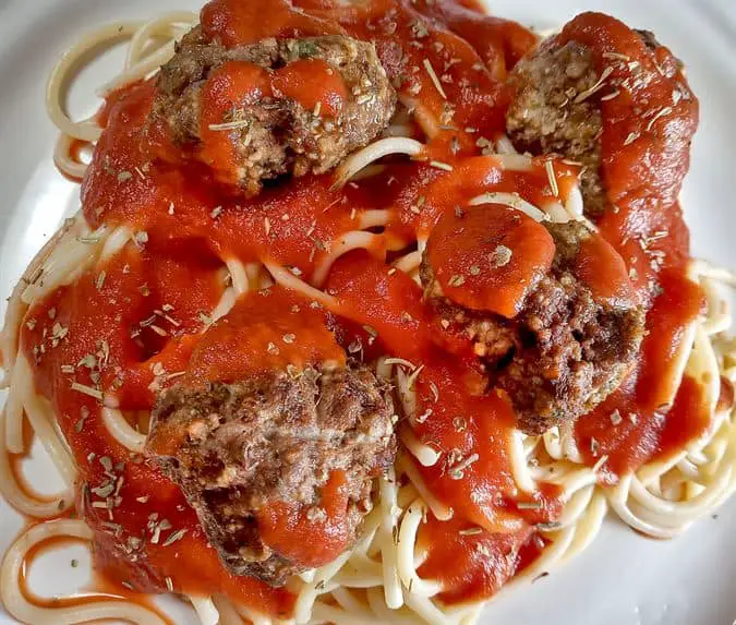 Low sodium Italian meatball spaghetti