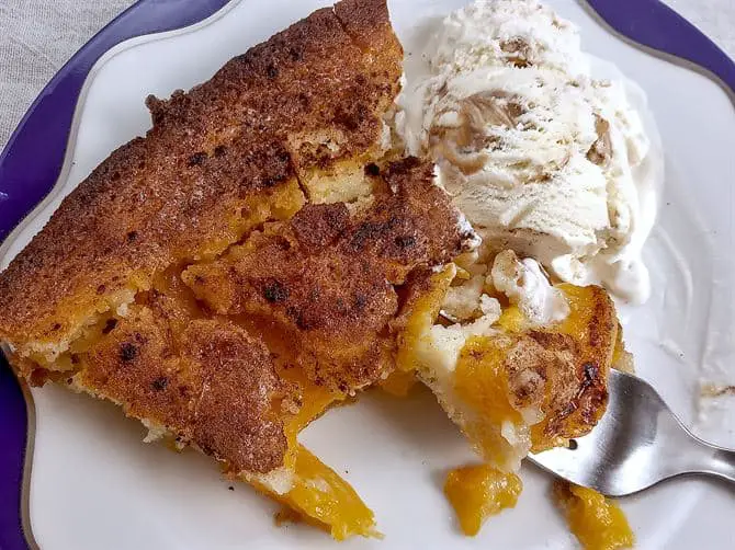 Have a bite of low sodium peach cobbler