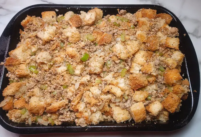 Mixed stuffing ready to bake