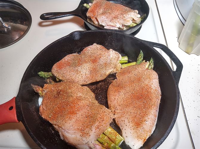 Searing chicken breasts