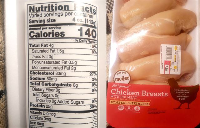 Chicken nutrition label