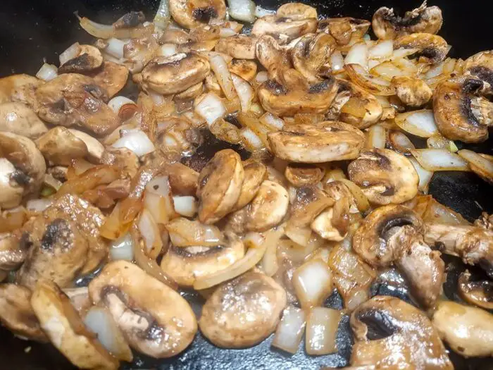 Sauteing mushrooms in cast iron skillet