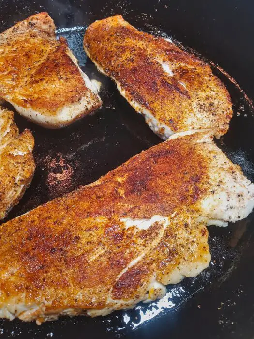 Seared golden brown chicken breast fillets