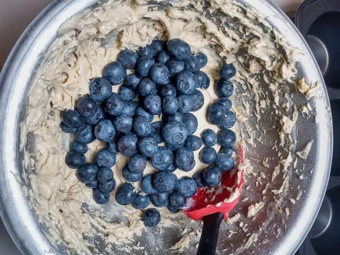 Folding in the blueberries