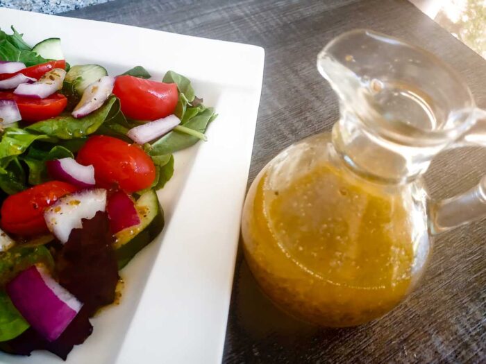 Salad with low sodium Greek dressing