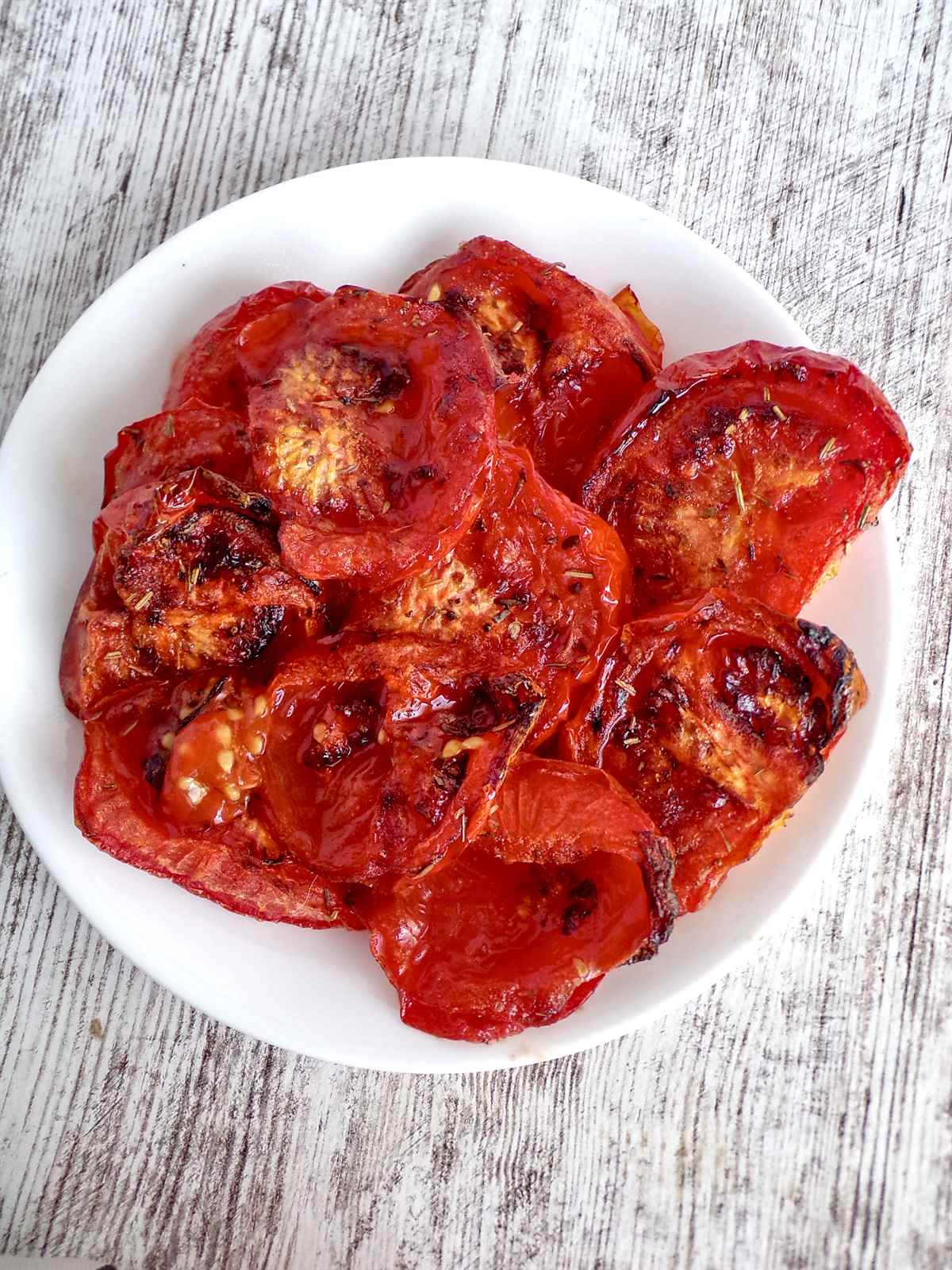 Roasted tomatoes are slightly charred