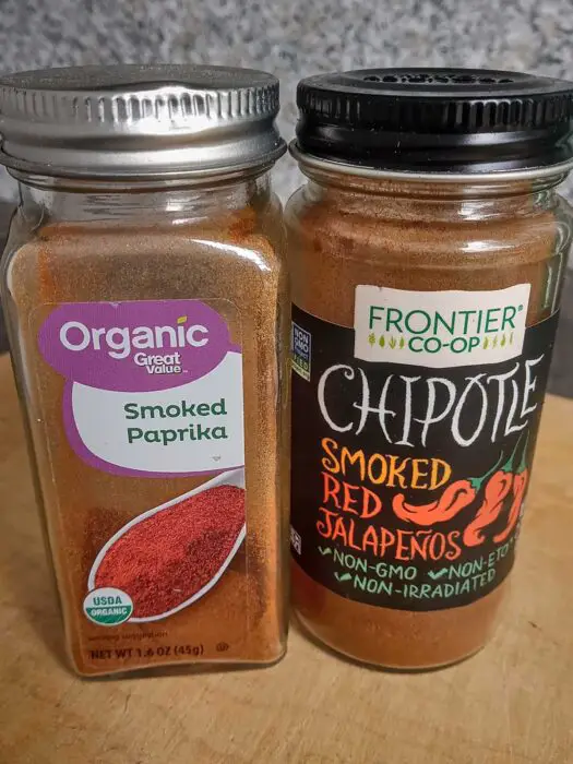 Smoked paprika and chipotle bottles