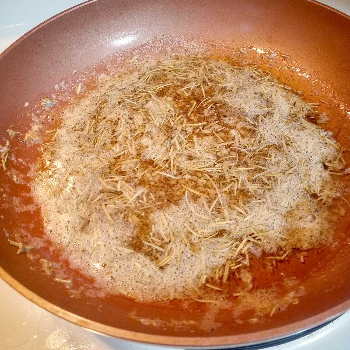 Butter garlic and rosemary lightly sauted