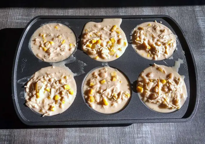 Freezing serving size portions in jumbo muffin pan