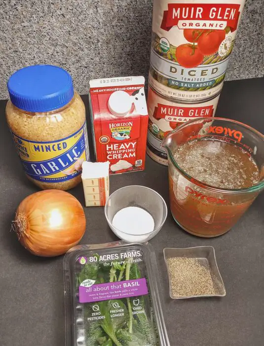 Ingredients for low sodium tomato soup