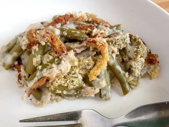 Green bean casserole with fried onions