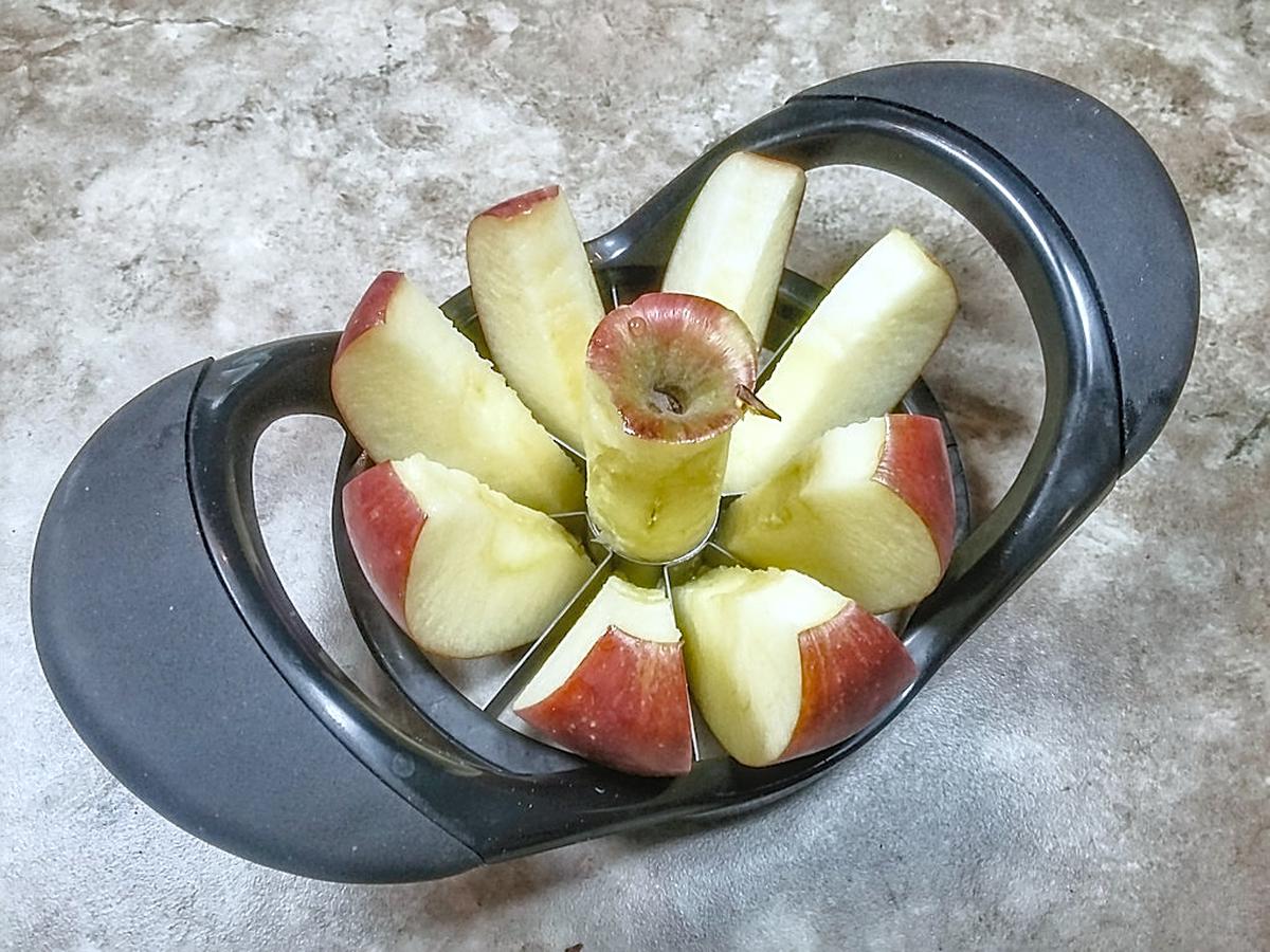 Apple cored and sliced
