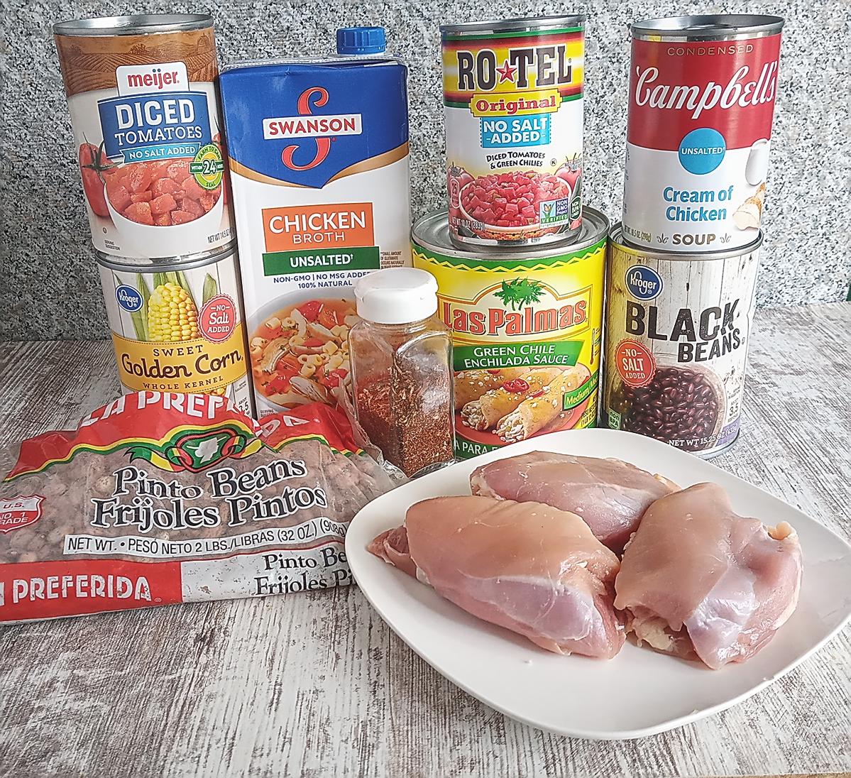 Ingredients for low sodium chicken taco soup