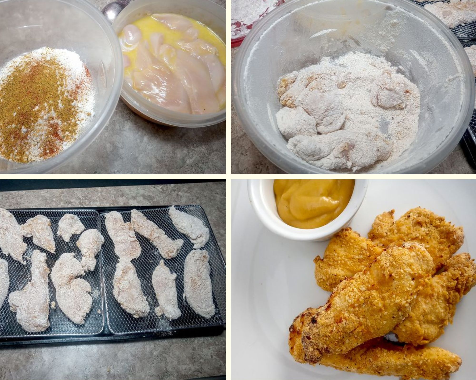 Test batch of floured chicken tenders