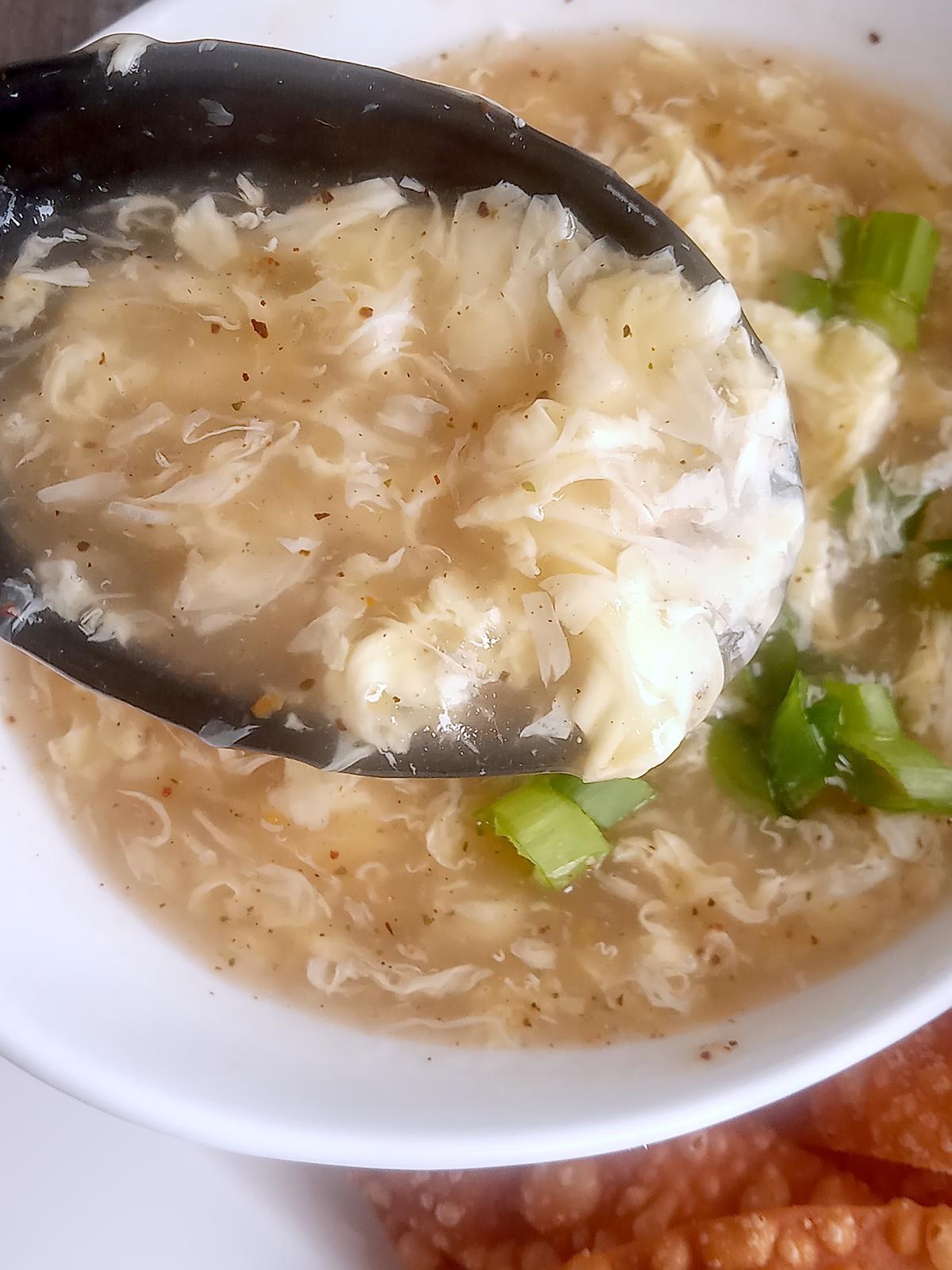 Spoonful of egg drop soup.