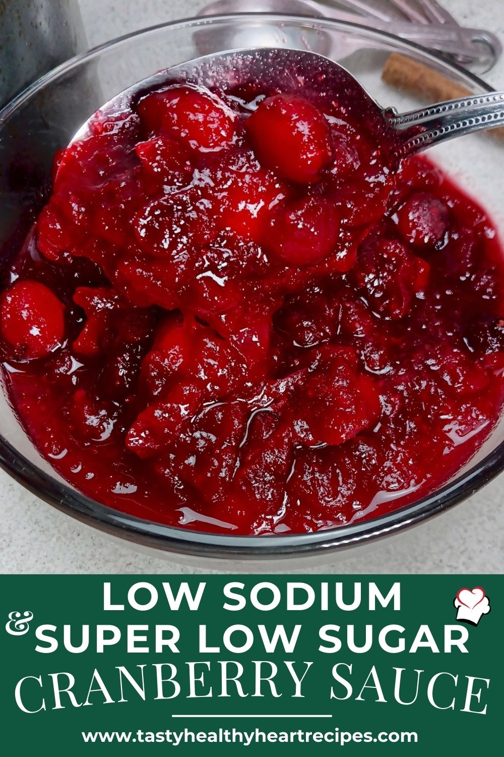 Low sodium-sugar cranberries in a glass bowl PIN ME