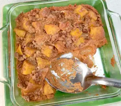 Low Sodium Sweet Potato Casserole with Peach Topping