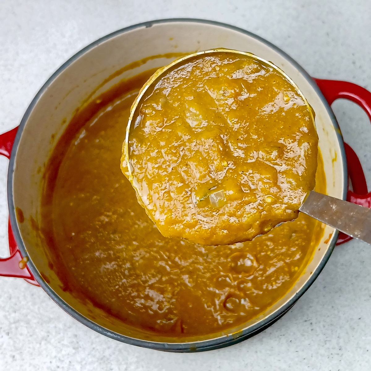 low sodium pumpkin soup ready to serve process shot 6