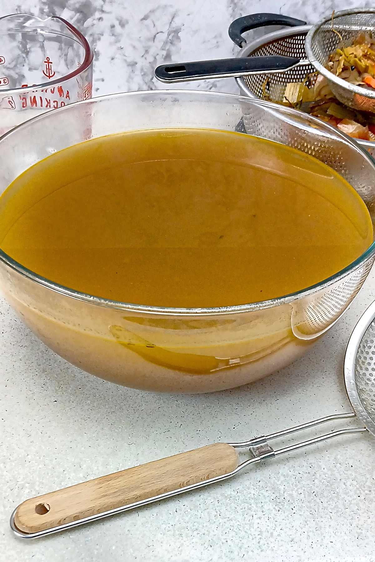 Low sodium vegetable broth stock makes 14 cups.